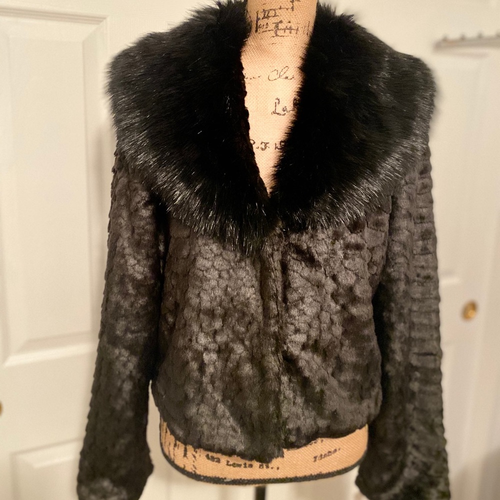 Alberto Mikali Faux Fur Black Jacket